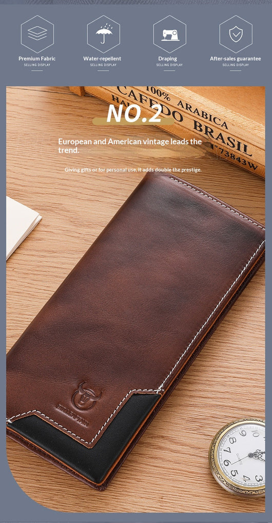 Billetera Bifold de Cuero Engrasado Premium para Hombre - Capacidad Grande - Image 15