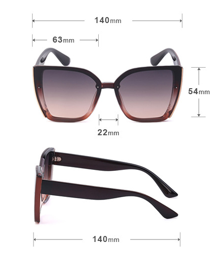 Women's black cat-eye sunglasses with large frames, gradient gray lenses, and gold-tone accents. - Image 9