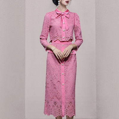 Conjunto Elegante de Encaje: Top Calado y Falda Cintura Alta - Dopamina Fashion - Image 4