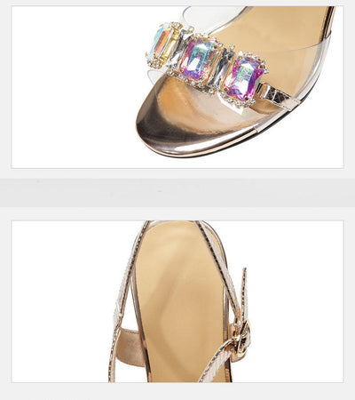 Sandalias de Cuero con Strass y Tiras Transparentes - Image 12