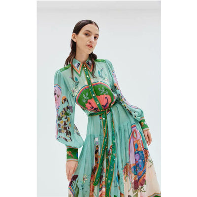 Vestido Largo Elegante Personalizado con Cuello Camisero - Image 3