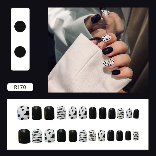 Uñas Postizas Adhesivas Diseño Blanco y Negro - Pegatinas de Uñas Acabadas - Image 2