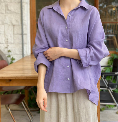 Blusa Vintage de Algodón y Lino Púrpura - Image 19