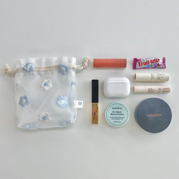 Bolsa de Almacenamiento Pequeña con Bordado Floral y Cordón Ajustable - Image 6