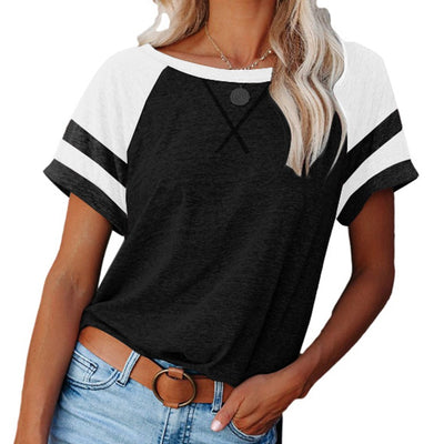 Camiseta Casual Suelta de Manga Corta con Bloques de Color - Image 13