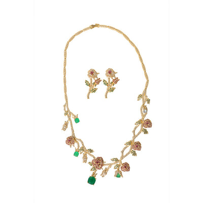 Conjunto de Collar y Aretes Nupcial con Flores de Alta Calidad - Image 7