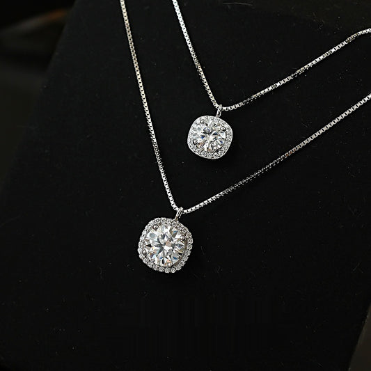 Collar de Plata 925 con Diamante Moissanita Incrustado - Diseño Escote
