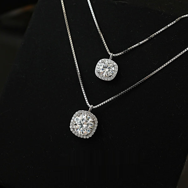 Collar de Plata 925 con Diamante Moissanita Incrustado - Diseño Escote