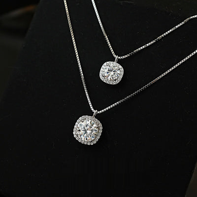 Collar de Plata 925 con Diamante Moissanita Incrustado - Diseño Escote