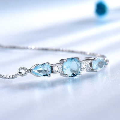 Pulsera de Tenis Ajustable Topacio Azul Cielo - Joya de Personalidad - Image 4