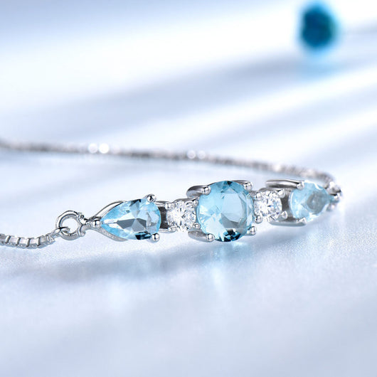 Pulsera de Tenis Ajustable Topacio Azul Cielo - Joya de Personalidad - Image 4