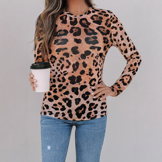 Suéter Ajustado Estampado Leopardo para Mujer con Mangas Largas - Image 2