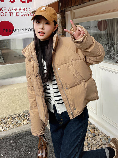 Chaqueta Acolchada Corta con Cuello Parado para Mujer - Image 13
