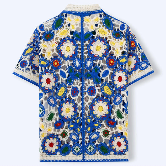Blusa Tejida Étnica de Manga Corta - Image 11