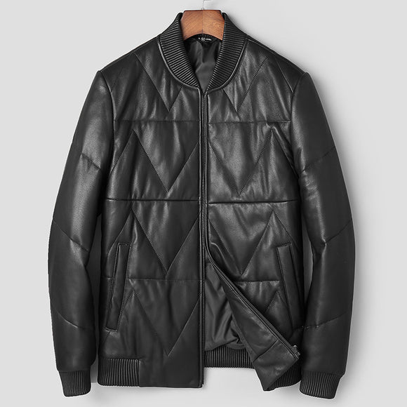 Chaqueta de Cuero con Plumón para Hombre - Estilo Juvenil