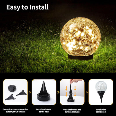 Lámpara Solar Decorativa de Jardín con Efecto Cristal - Image 3