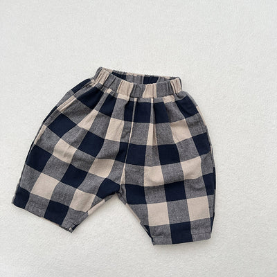 Pantalones Capri Cuadros Azul Retro para Niños - Image 14