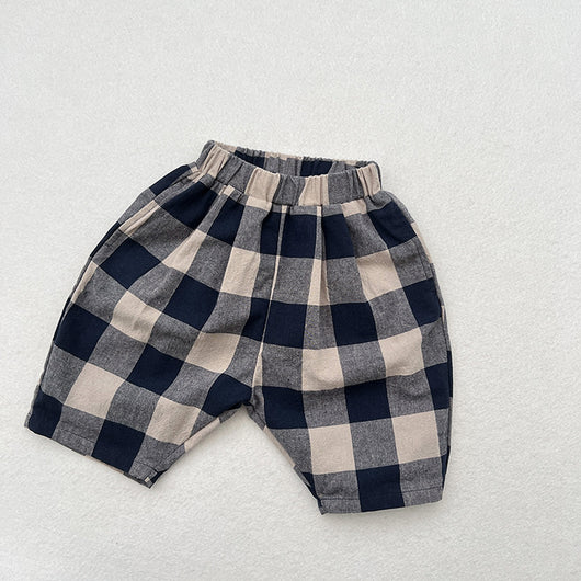 Pantalones Capri Cuadros Azul Retro para Niños - Image 14