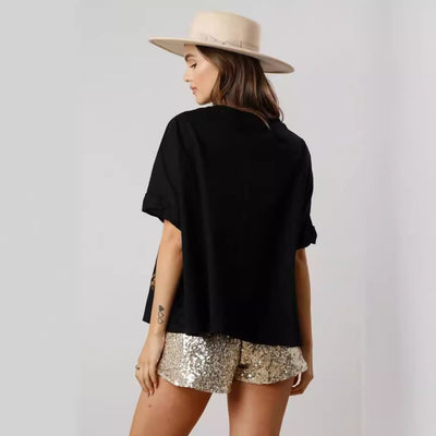 Blusa Tigre con Lentejuelas - Camiseta Holgada y Casual - Image 4
