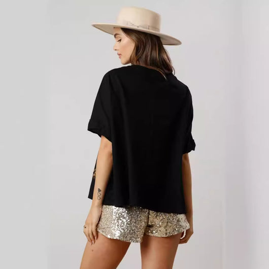 Blusa Tigre con Lentejuelas - Camiseta Holgada y Casual - Image 4