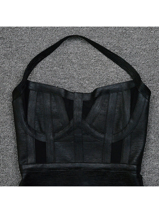 Vestido Bandage Ajustado Negro con Halter - Image 8