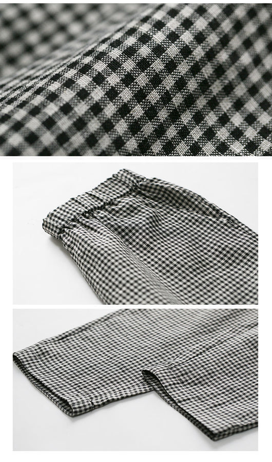 Pantalones de Lino y Algodón a Cuadros - Corte Relajado y Cómodo - Image 14