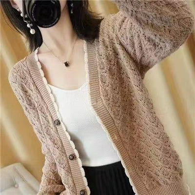 Cardigan Calado Tejido para Mujer Manga Larga - Image 9