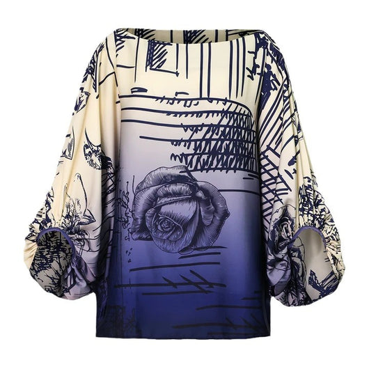 Conjunto Otoñal Estampado: Blusa Manga Larga Tipo Murciélago con Pantalón Ancho - Image 4