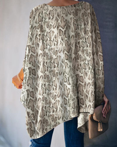Camisa Casual con Estampado de Piel de Serpiente y Mangas Murciélago - Image 3