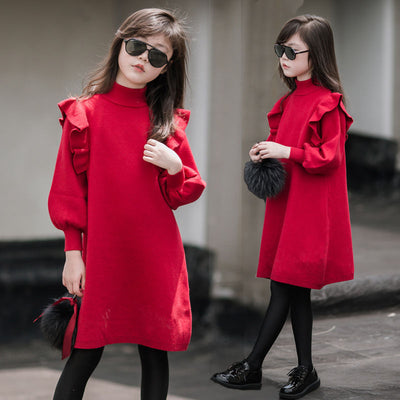 Vestido Princesa Tejido Rojo para Niñas - Image 2