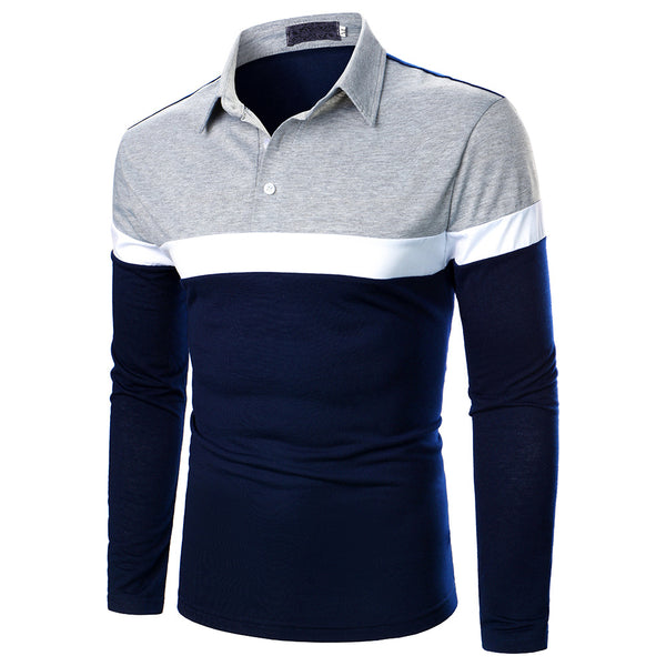 Camisa Manga Larga Hombre con Costuras Tricolor