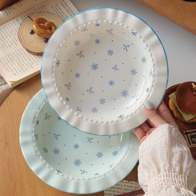 Platos de Cerámica con Diseño de Copos de Nieve - Vajilla Elegante para Desayuno y Postres - Image 9