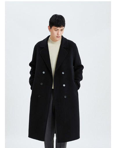 Abrigo Reversible de Cashmere Largo Hasta la Rodilla para Hombre - Otoño e Invierno - Image 12