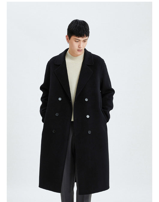 Abrigo Reversible de Cashmere Largo Hasta la Rodilla para Hombre - Otoño e Invierno - Image 12