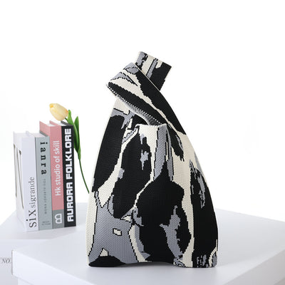 Bolsa de Compras Tejida a Cuadros con Rayas en Contraste - Image 64