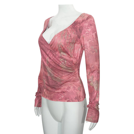Blusa Larga Morada Degradado con Cuello en V y Cintura Ajustada - Image 17
