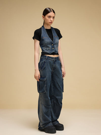 Overol Denim Ancho Estilo Industrial - Image 3