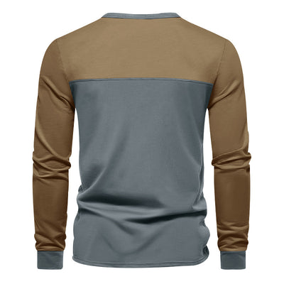 Camiseta Base Retro de Bloques de Color Manga Larga para Hombre - Image 14