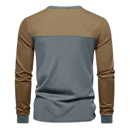 Camiseta Base Retro de Bloques de Color Manga Larga para Hombre - Image 14
