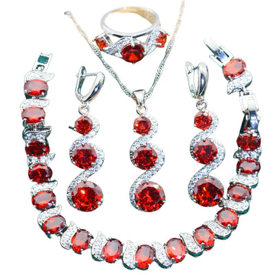 Conjunto de Joyería Zircón de 4 Piezas: Collar, Pulsera, Aretes y Anillo - Image 5