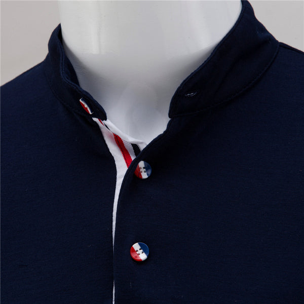 Playera Colorblock con Cuello de Pie Manga Corta