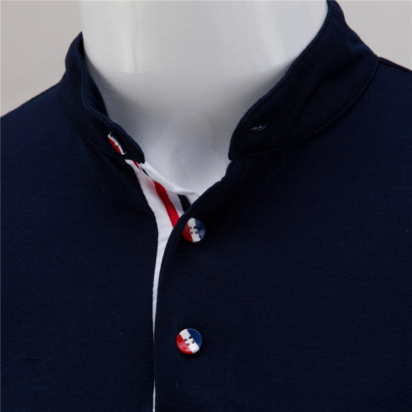 Playera Colorblock con Cuello de Pie Manga Corta