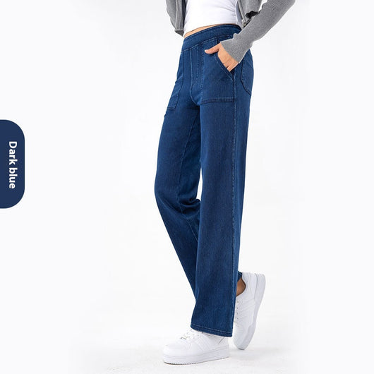 Pantalones Cargo Retro Cintura Alta Mujer Pierna Recta Ancha - Image 7