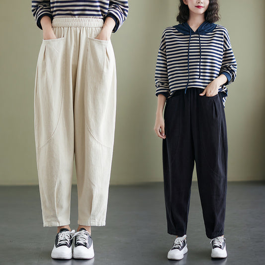 Pantalones Harem Cómodos de Colores Sólidos - Estilo Versátil para Mujer - Image 2