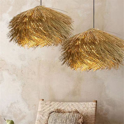 Lámpara Colgante Tejida en Ratán Estilo Wabi Sabi Japonés - Image 4