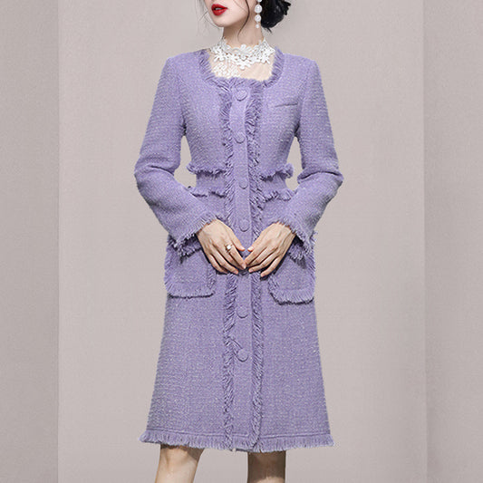 Abrigo Tweed Elegante para Mujer - Cuello Cuadrado Otoño - Image 2