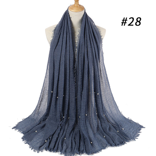 Pañuelo de Algodón y Lino Arrugado Monocromático - Image 11