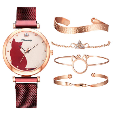 Reloj de Cuarzo para Mujer con Diseño de Gato y Pulsera Coordinada - Image 10