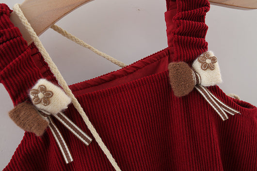 Falda Suspender de Pana con Moño para Niña - Conjunto de Manga Larga - Image 16