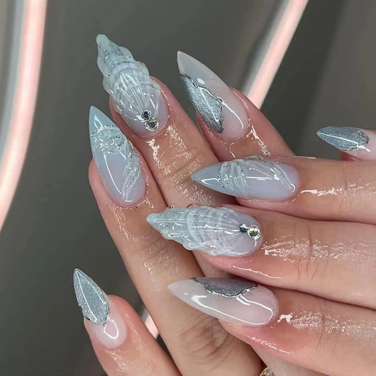 Uñas Postizas 3D con Relieve de Cristales - Diseño Sofisticado - Image 26